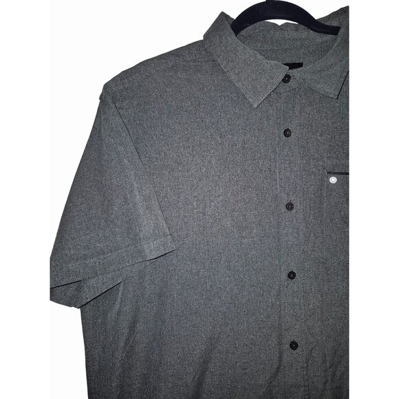Hurley Mens Gray Short Sleeve Button-Up Shirt XXL Cotton Blend - Picture 2 of 10